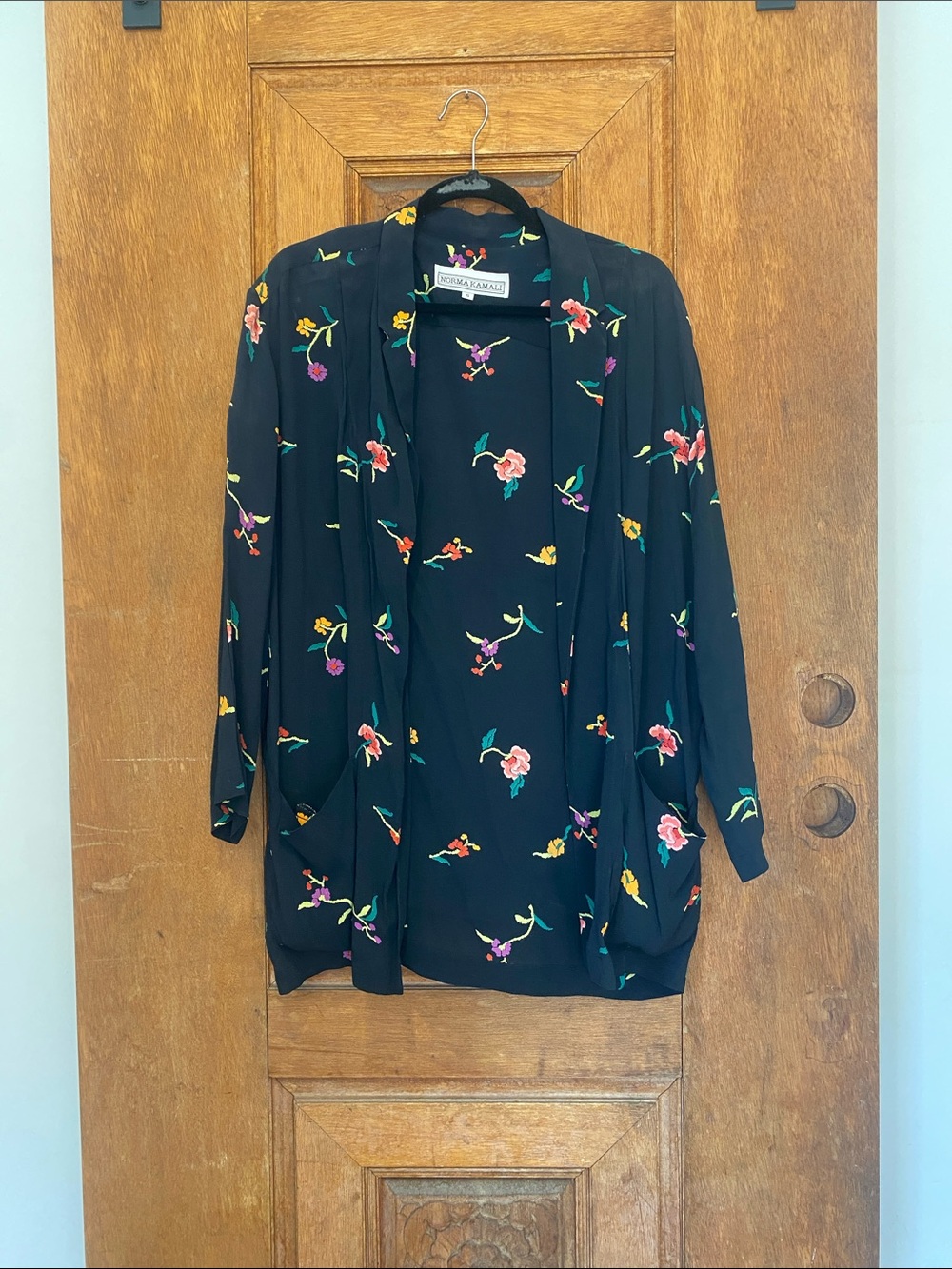 Vintage Norma Kamali jacket blazer floral print black small oversized
